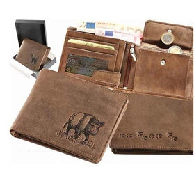 Elegancki skórzany portfel dla myśliwego Dzik poziom