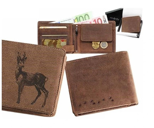 Elegancki skórzany portfel dla myśliwego Sarna Rogacz poziom