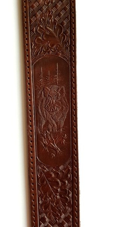 Ekskluzywny skórzany pas do broni  - motyw DZIK