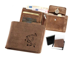 Elegancki skórzany portfel KARP z kulką proteinową Prezent dla karpiarza