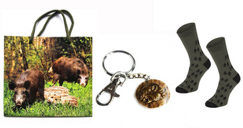 Prezent dla myśliwego skarpety i brelok Dzik 43-46