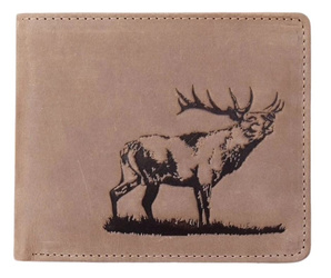 Elegancki skórzany portfel dla myśliwego Jeleń byk na RYKOWISKU poziom