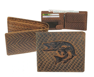 Elegancki skórzany portfel SZCZUPAK Prezent dla wędkarza