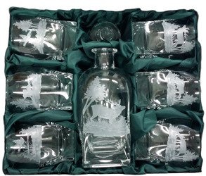 Zestaw do whisky karafka + szklanki motyw myśliwski
